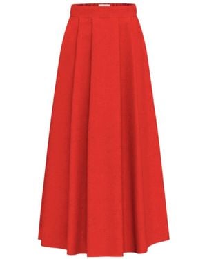 Marella Pleated Linen Skirt - Red