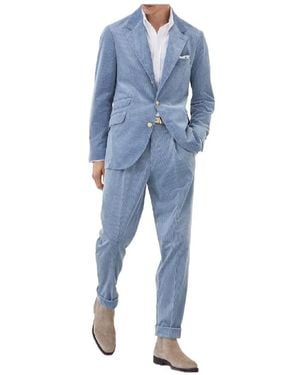 Brunello Cucinelli Long-Sleeved Suit, Pants, And Jacket - Blue