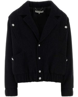 Alessandra Rich Tweed Boucle Oversized Bomber Jacket - Black