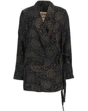 Uma Wang Jacket With Notched Revers And All-Over Motif - Black