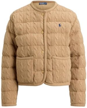 Polo Ralph Lauren Cable-Knit Bomber Jacket - Natural