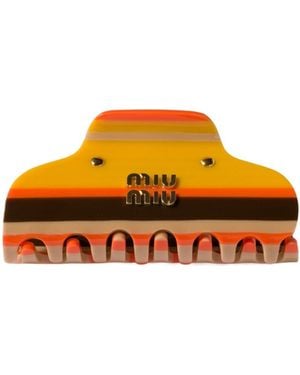 Miu Miu Claw Clip With Logo - Orange