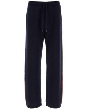Gucci Stitch Wool Leisure Trousers With Web - Blue