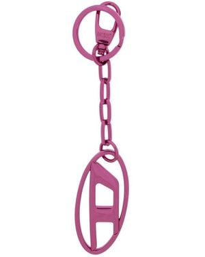 DIESEL Oval D Metallic Keyring - Pink