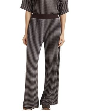 Brunello Cucinelli Striped High-Waisted Trousers - Grey