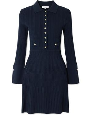 Veronica Beard Lauper Ribbed-Knit Mini Dress - Blue