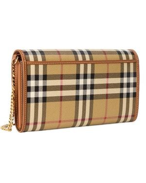 Burberry Hannah Check Wallet On Chain - Metallic