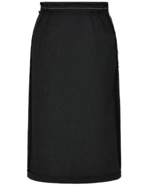Maison Margiela Raw-Edge Midi Skirt - Black
