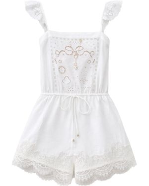 Self-Portrait Lace-Trim Playsuit - White