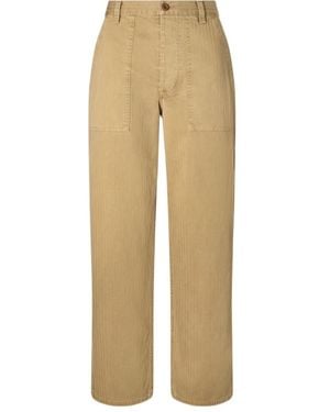 Nili Lotan Earl Herringbone Cotton Straight-Leg Trousers - Natural