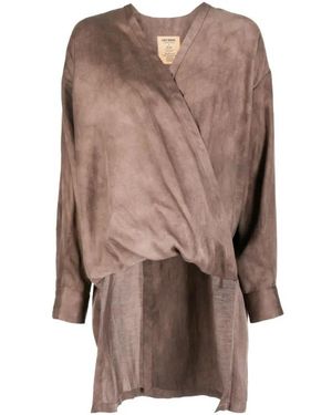 Uma Wang V-Neck Asymmetrical Blouse - Brown