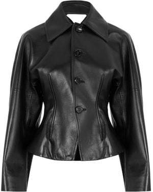Bottega Veneta Puff Sleeve Leather Jacket - Black