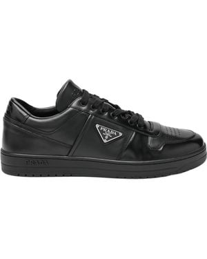 Prada Downtown Leather Low-Top Trainers Calfskin Trainers - Black