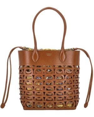 Ferragamo Ferragamo Gancini Drawstring Medium Tote Bag - Brown