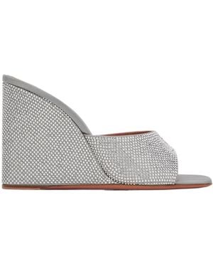AMINA MUADDI Lupita Crystal Open-Toe Wedges - Grey