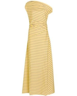 STAUD Stripe Off-The-Shoulder Dress - Metallic