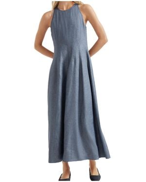 Brunello Cucinelli Crepe Maxi Dress - Blue