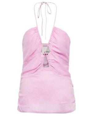 Isabel Marant Becki Printed Cotton And Silk Top - Pink