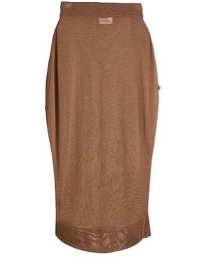 Saint Laurent Minimal Knit Pencil Skirt - Brown