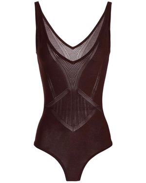 Elisabetta Franchi Open-Knit Bodysuit - Brown