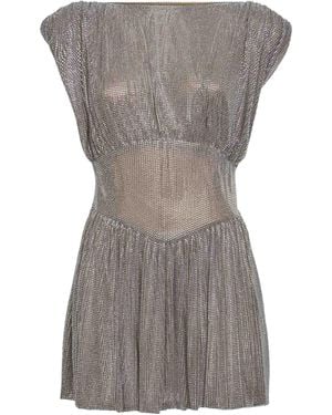 GIUSEPPE DI MORABITO Embellished Boat-Neck Mini Dress - Grey