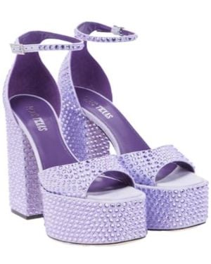 Paris Texas Holly Tatiana Embellished Leather Platform Sandals - Purple