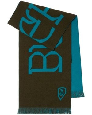 Burberry Logo Jacquard Fringed Scarf - Green