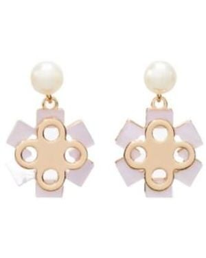 Tory Burch Forget Me Not Pearl Drop Earrings - White