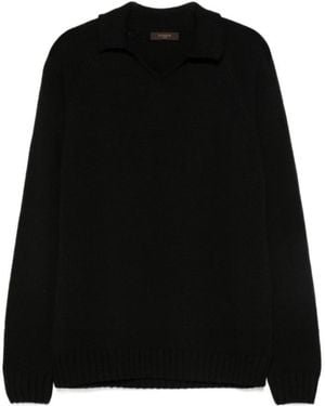 Zanone Polo-Neck Wool Jumper - Black