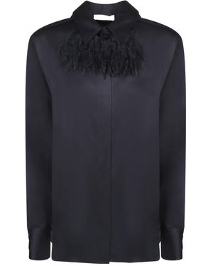 Incotex Feather-Trimmed Long Sleeve Top - Blue