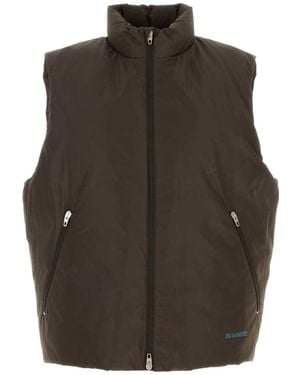 Jil Sander Stand-Up Collar Down Vest - Brown