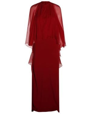 Alberta Ferretti Draped Cape Maxi Dress - Red
