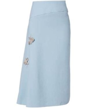 Erdem Virgin Wool Midi Skirt - Blue