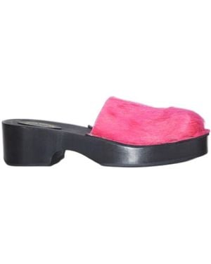 Acne Studios Brushed-Effect Leather Mules - Pink