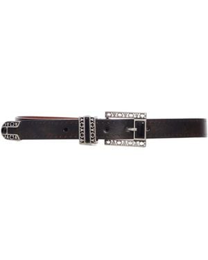 Golden Goose Textured Buckle Belt - White