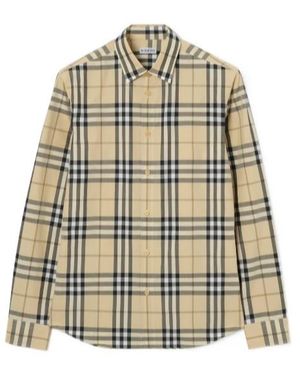 Burberry Slm Fit Check Cotton Shirt - Metallic