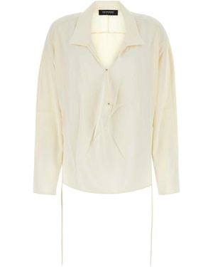 Kiko Kostadinov Long-Sleeved V-Neck Drawstring Blouse - White