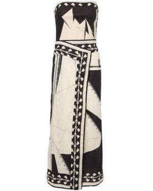 Johanna Ortiz Printed Strapless Midi Dress - White