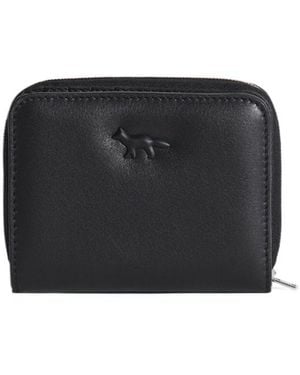 Maison Kitsuné Fox-Head Zip-Around Wallet - Black