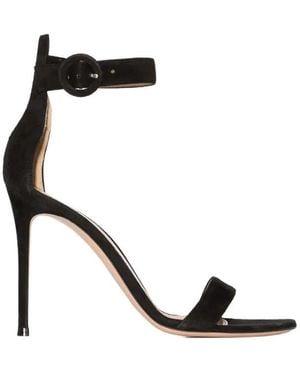 Gianvito Rossi 105Mm Suede Stiletto Sandals - Black