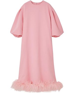 Huishan Zhang Leather Trimmed Recycled-Crepe Midi Dress - Pink