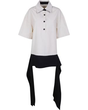 Entire studios Contrast Hem Tie Polo Shirt - White