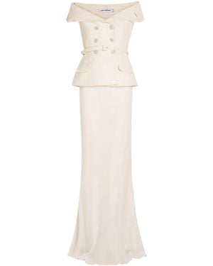 Self-Portrait Metallic Dress - White