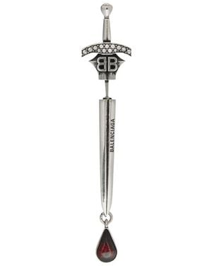 Balenciaga Rhinestonesgoth Sword Earring - White