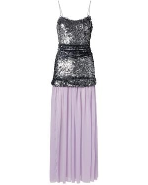 JACQUES WEI Sequined Paneled Maxi Dress - Purple