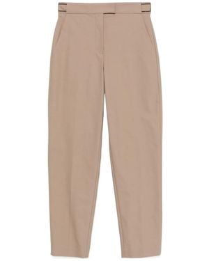 Brunello Cucinelli Stretch Twisted Twill High-Waist Trousers - Natural