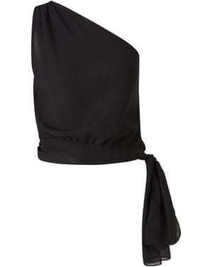 Peserico Asymmetrical Draped Blouse - Black