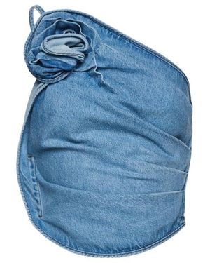 Magda Butrym One-Shoulder Draped Denim Top - Blue