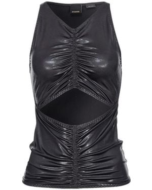 Pinko Cut-Out Detail Lamé Top - Black