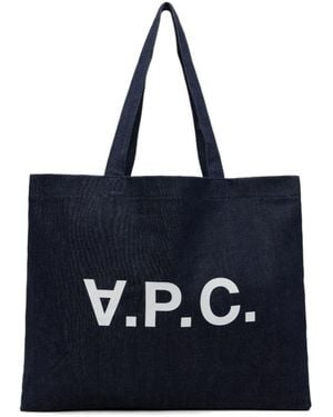 A.P.C. Daniela Logo Printed Denim Shopping Bag - Black